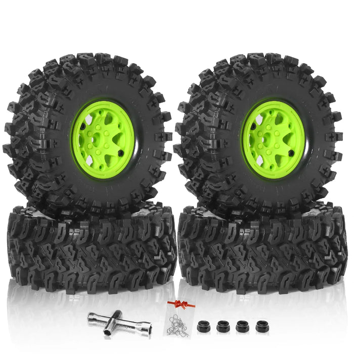 Ensemble de 4 roues beadlock 2,2" 136x58mm pour crawler 1/10 (plastique, caoutchouc)