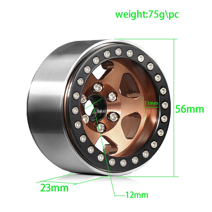 4PCS 1.9" 56x23mm 1/10 Crawler Beadlock Wheels (Metal)