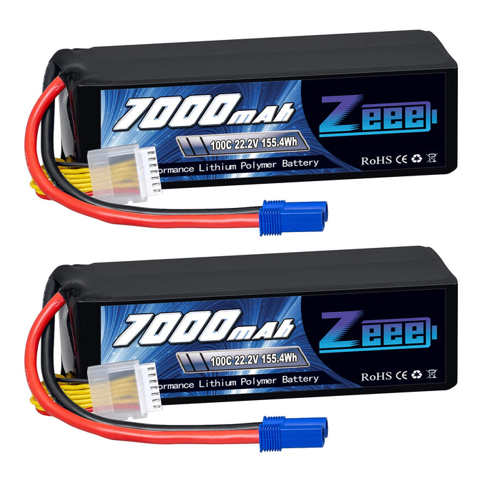 2 Stück Zeee 4S/6S 7000 mAh 14,8/22,2 V 100C LiPo-Akku (EC5)