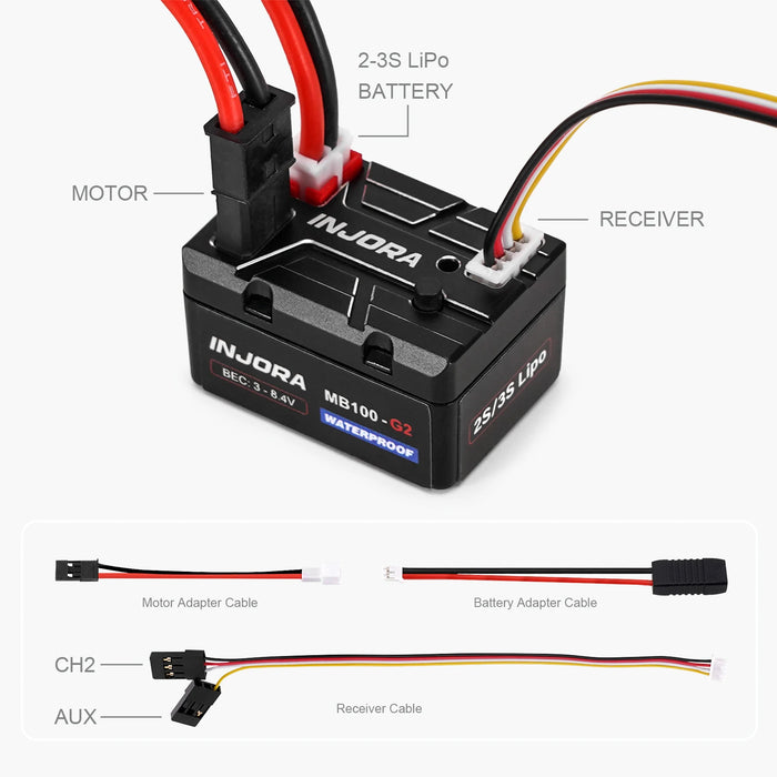 INJORA MB100 G2 Waterproof Brushed ESC 40A 1/24 1/18