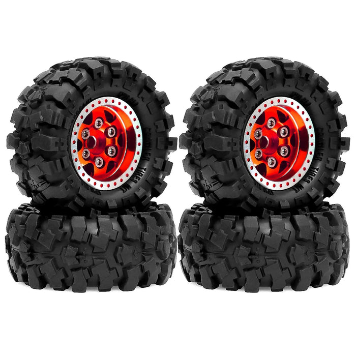 4PCS 1.0" 57x25mm 1/18 1/24 Crawler Beadlock Wheels Set (Metal, Rubber)