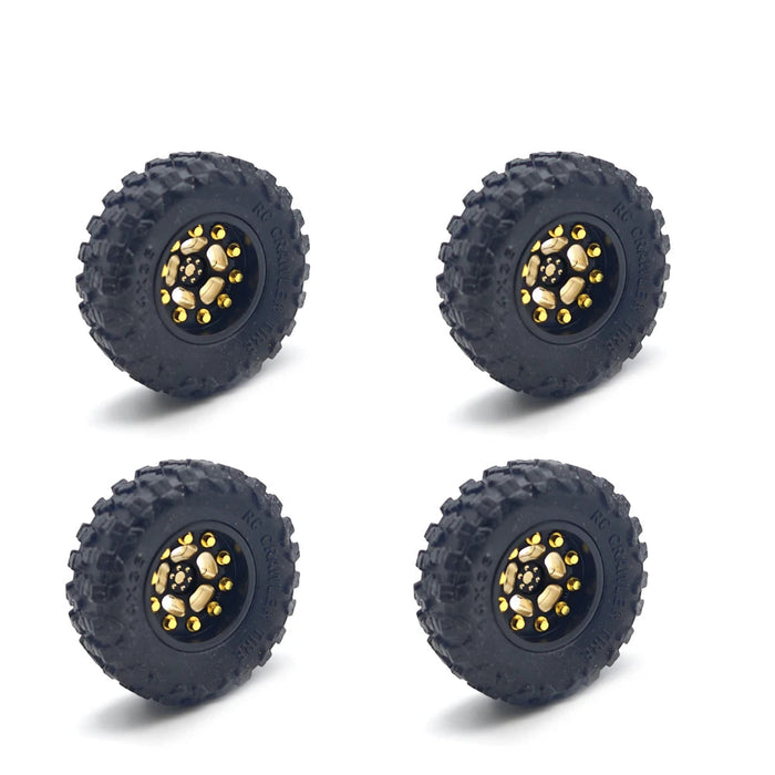 4PCS 0.7'' Beadlock Wheel Set for AXIAL SCX30 1/30 (Rubber, Messing)