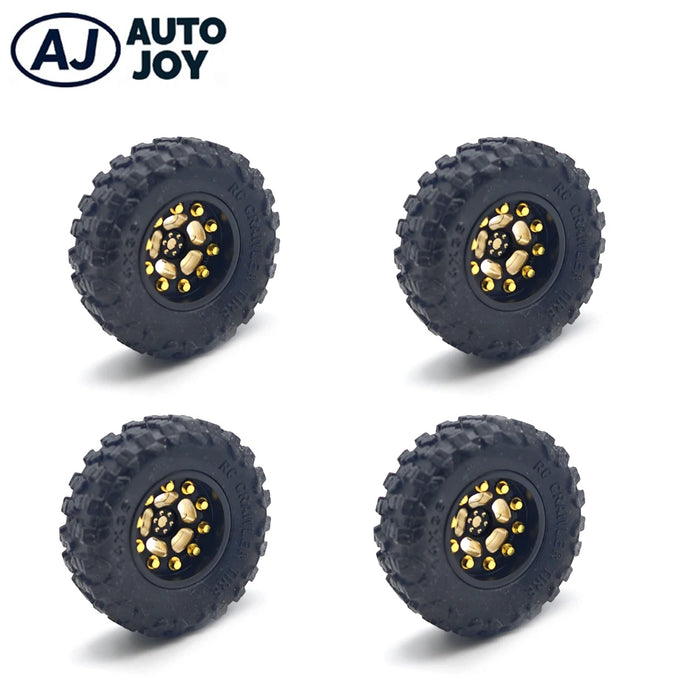 4PCS 0.7'' Wheel Set for Axial SCX30 1/30 (Messing, Rubber)
