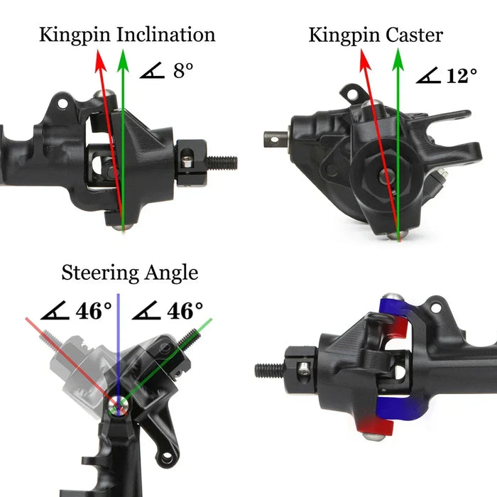 Front Rear Axle w/Optional Bevel Gear SOA Mount for Axial SCX10 II 1/10 (Alu)