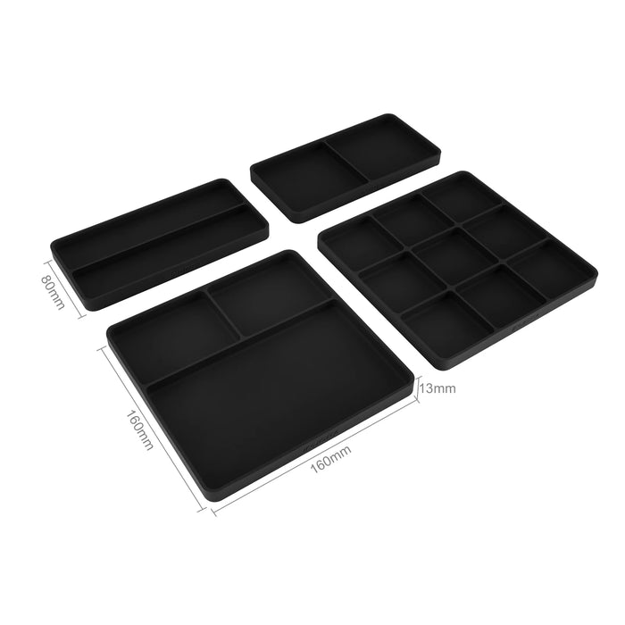 INJORA 160x160mm Multi-Compartment 3-tier Stackable Silicone Parts Tray