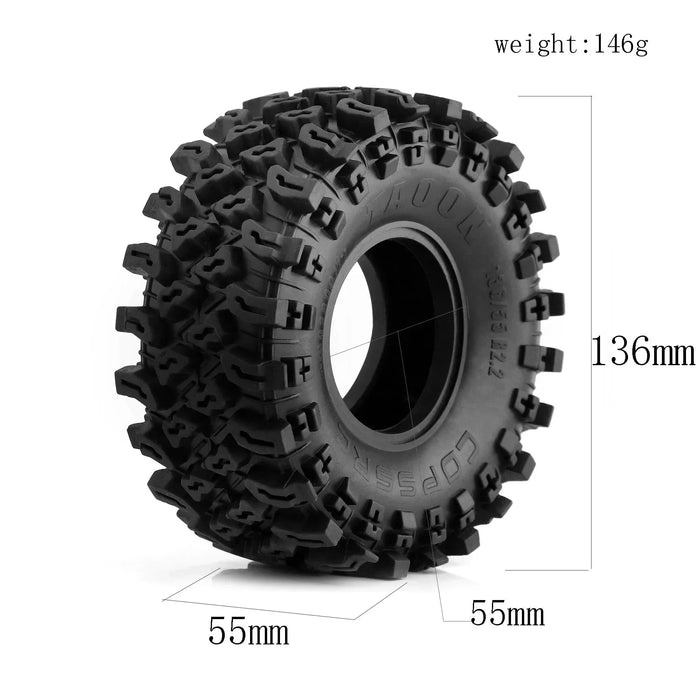 4PCS 2.2" 136x55mm 1/8 1/10 Crawler Tires (Rubber)