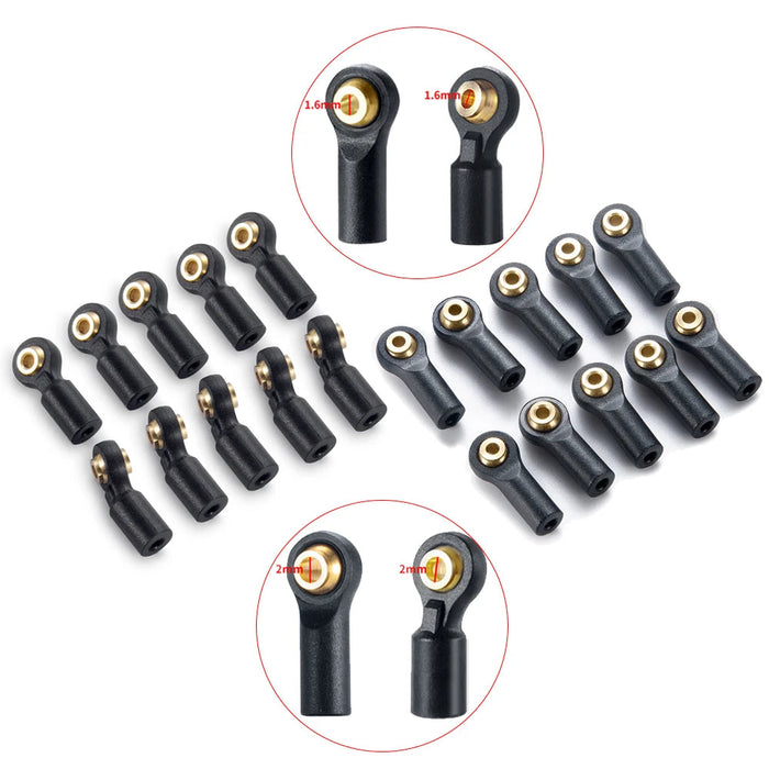10PCS M1.6/M2 Link Rod Ball Head Ends for Axial SCX24 1/24 (Plastic)