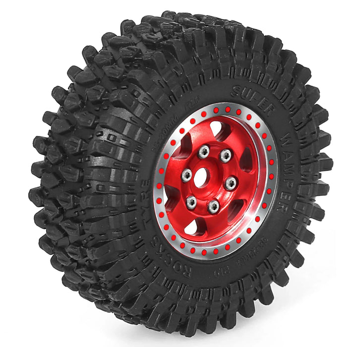 4PCS 1.0" 55x20mm 1/18 1/24 Crawler Beadlock Wheels Set (Metal, Rubber)