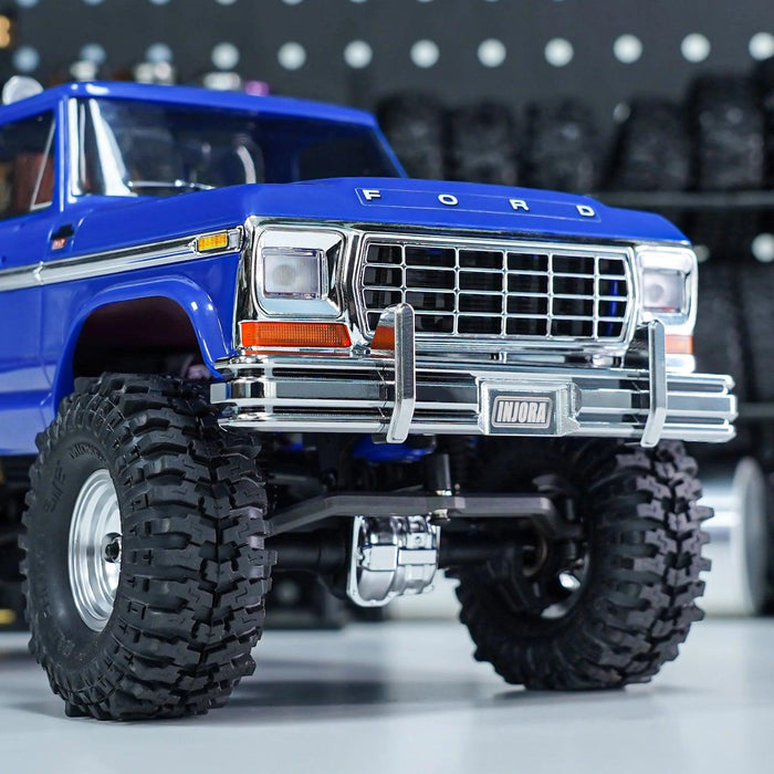 INJORA Front Rear Bumper with Dual Exhaust for Traxxas TRX4M 1/18 (Aluminium)