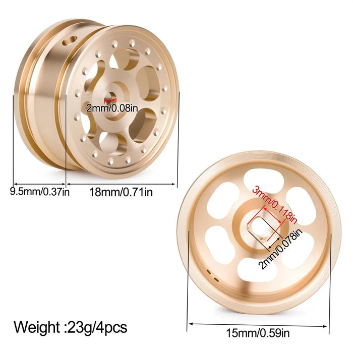 4PCS 0.7" 18x9.5mm Wheel Rims for Axial SCX30 1/30 (Messing)