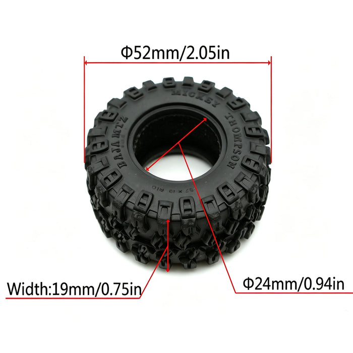 TxxRcss 4PCS 1.0" 52x19mm Sticky Soft Crawler Tires 1/18/24 (Alu)