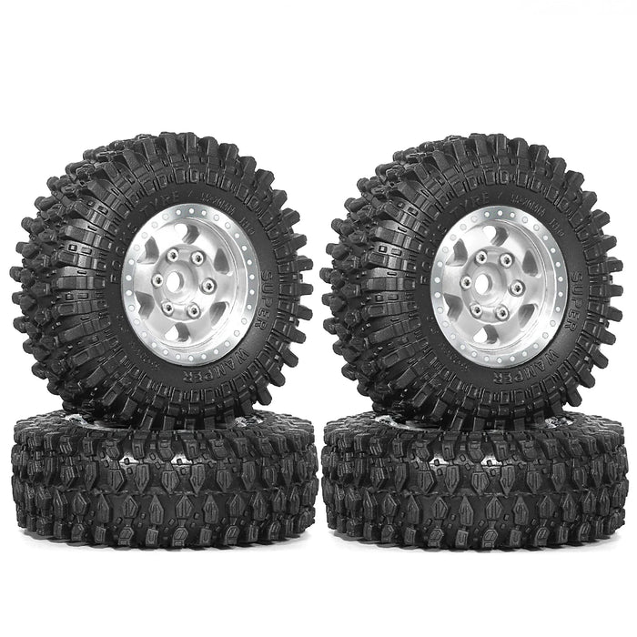 4PCS 1.0" 55x20mm 1/18 1/24 Crawler Beadlock Wheels Set (Metal, Rubber)
