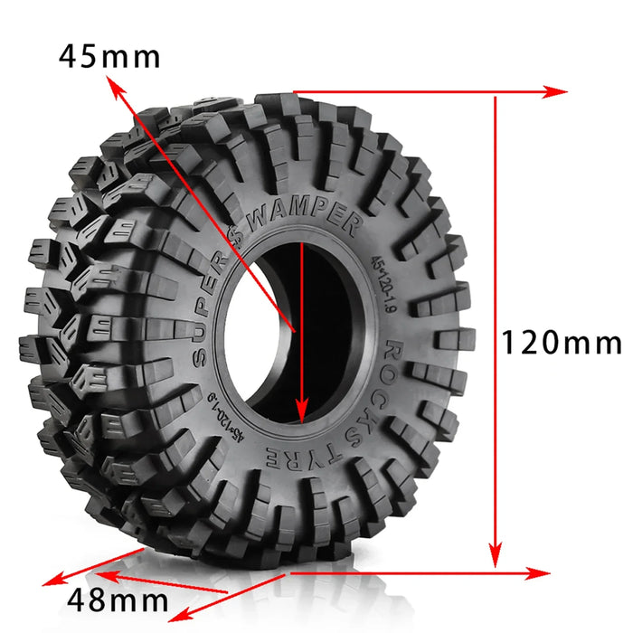 4PCS 1.9" 120x48mm 1/10 Crawler Tires (Rubber)