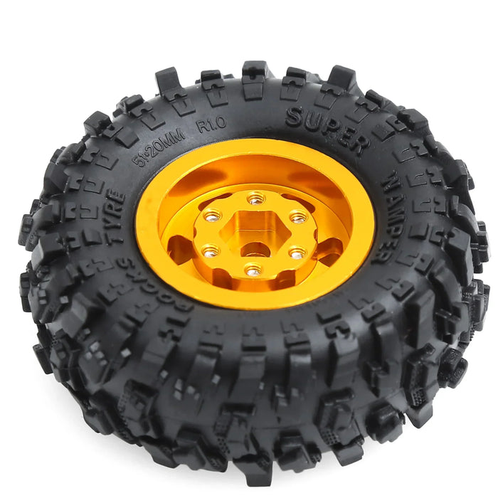 4PCS 1.0" 51x20mm 1/18 1/24 Crawler Beadlock Wheels Set (Metal, Rubber)