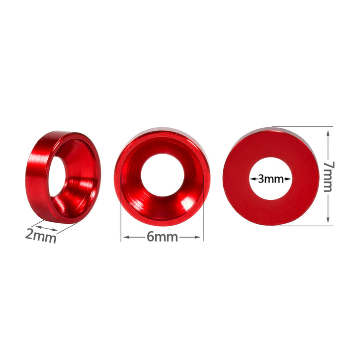M3 Flat Round Head Screws Countersunk Washers (Alu)