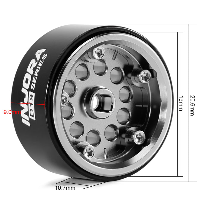 INJORA 4PCS 0.7" 19x10.7mm D19 Beadlock Crawler Wheels 1/30 (Alu)