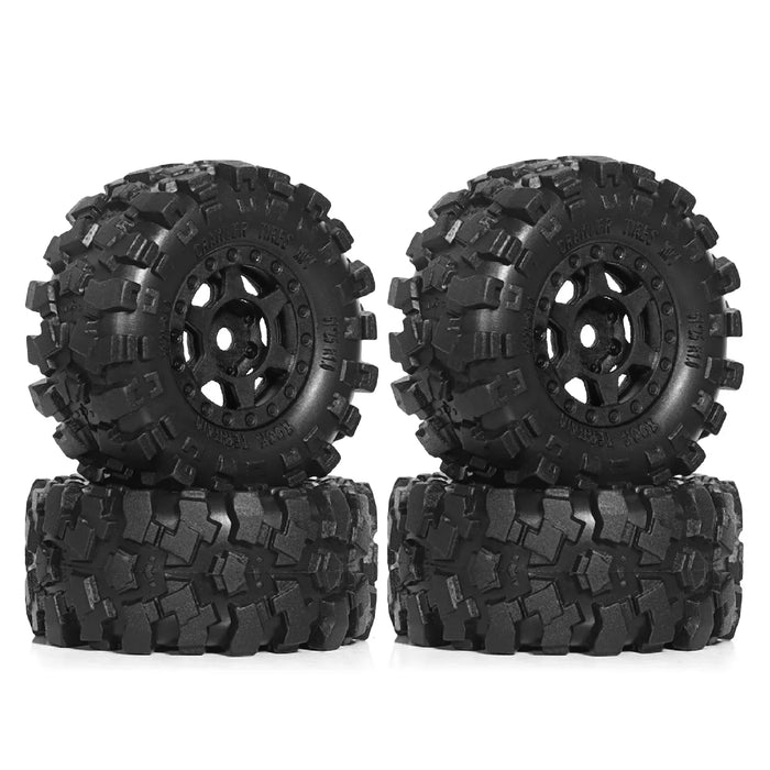 4PCS 1.0" 57x25mm 1/18 1/24 Crawler Beadlock Wheels Set (Plastic, Rubber)