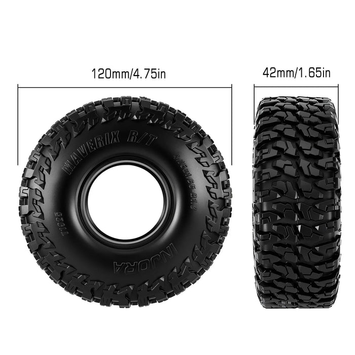 INJORA 4PCS 1.9" 120x42mm MAVERIX R/T Crawler Tires 1/10