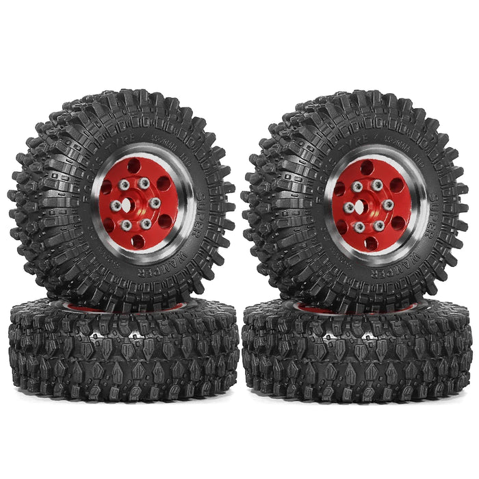 4PCS 1.0" 55x20mm 1/18 1/24 Crawler Beadlock Wheels Set (Metal, Rubber)