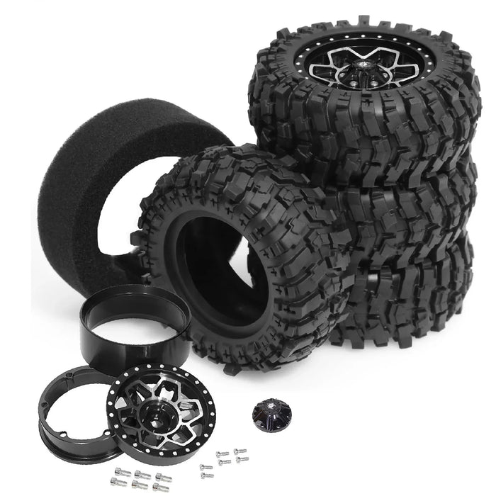 4PCS 1.9" 88x36mm 1/12 Crawler Beadlock Wheels Set (Metal, Rubber)