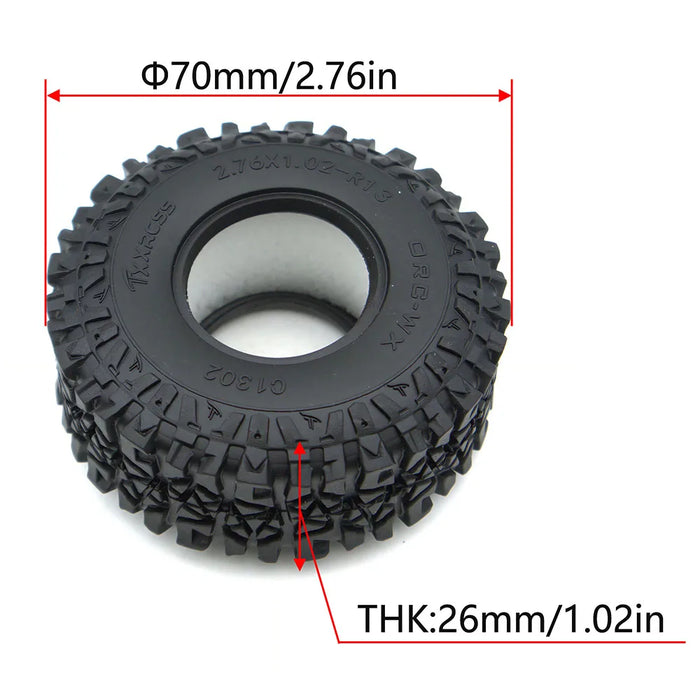 TxxRcss 4PCS 1.3" 70x26mm Sticky Soft Crawler Tires 1/18/24