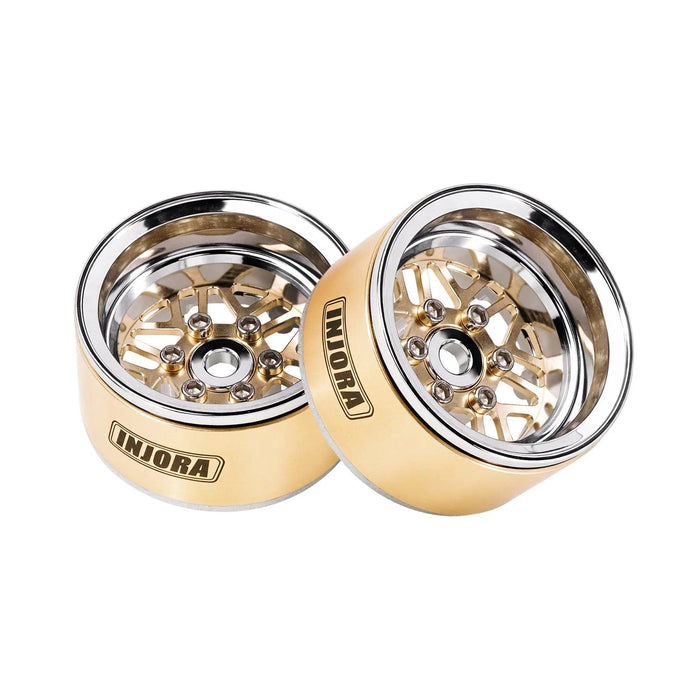 4PCS INJORA 1.0" 28x15.4mm 1/18 1/24 Crawler Beadlock Wheels (Messing en aluminium)