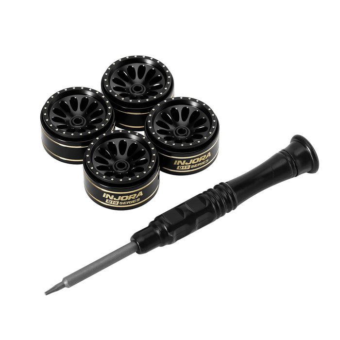 INJORA 4PCS 0.7" 19x10.7mm D19 Ripple Black Coating Beadlock Wheels 1/30