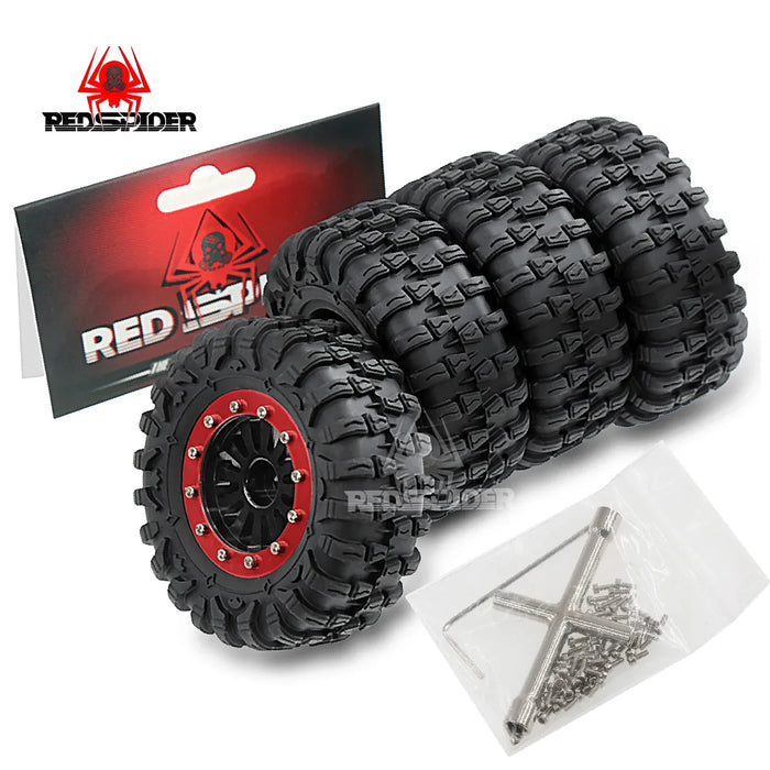 4PCS 1.3" 65x26mm 1/18 1/24 Crawler Wheels Mud Tires (Metal, Rubber)