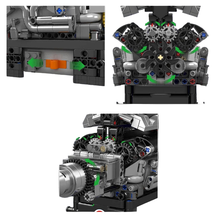 Mould King 10205 RR Vintage Car V12 Engine Building Blocks (733 Stukken)