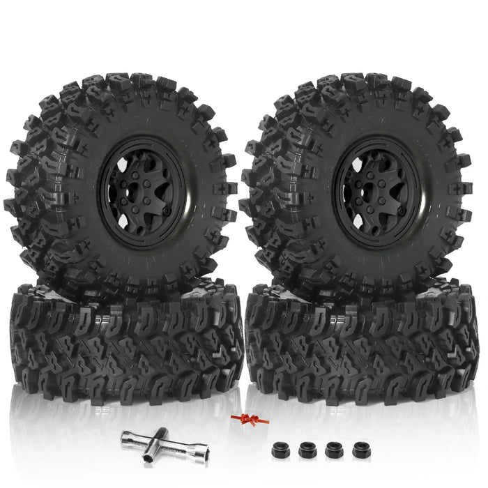 Ensemble de 4 roues beadlock 2,2" 136x58mm pour crawler 1/10 (plastique, caoutchouc)