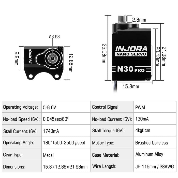 INJORA High Torque N30 PRO NANO Servo w/ Servo Saver