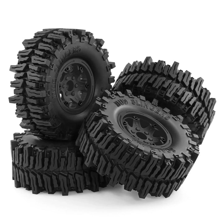 4PCS 2.2" 130x55mm 1/8 1/10 Crawler Beadlock Wheels Set (Plastic, Rubber)