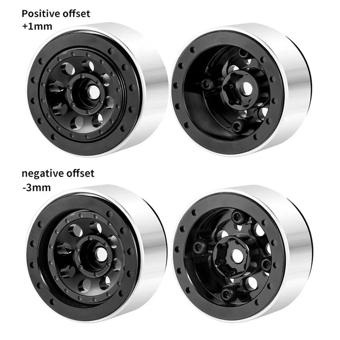 4PCS 1.0" +1mm/-3mm décalage jante beadlock pour crawler (alu)