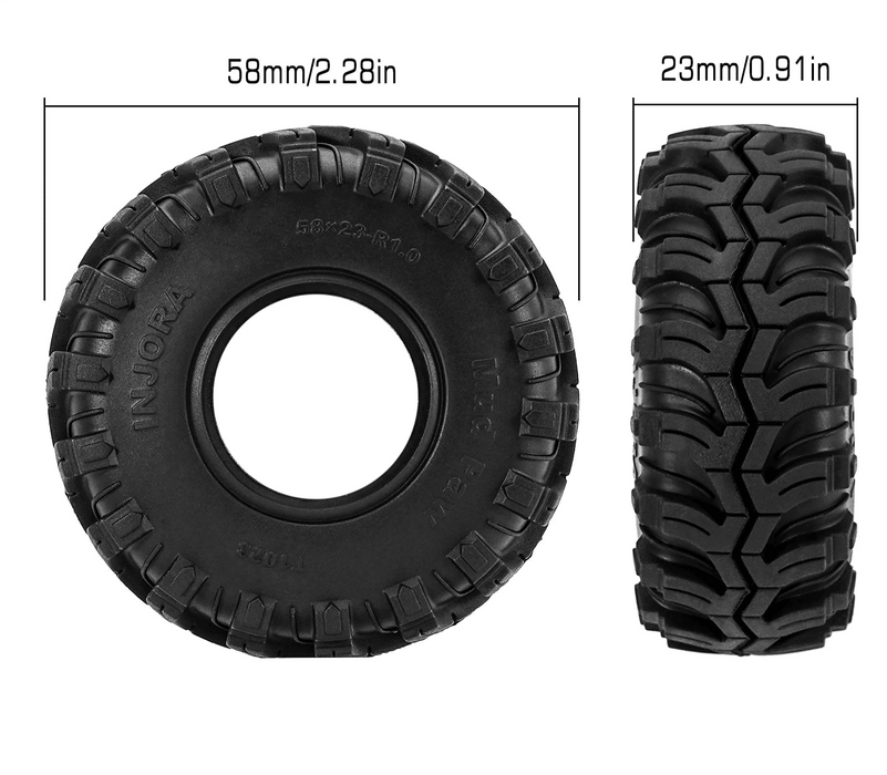 INJORA S5 1.0" 58x23mm 1/24 1/18 Pneus pour crawler
