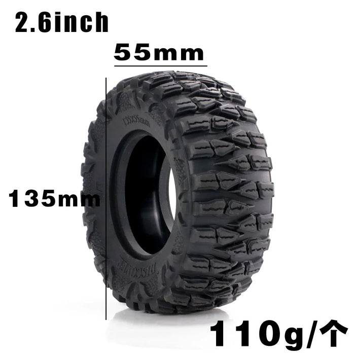 4PCS 2.6" 135x55mm 1/10 Crawler Beadlock Wheels Set (Rubber)