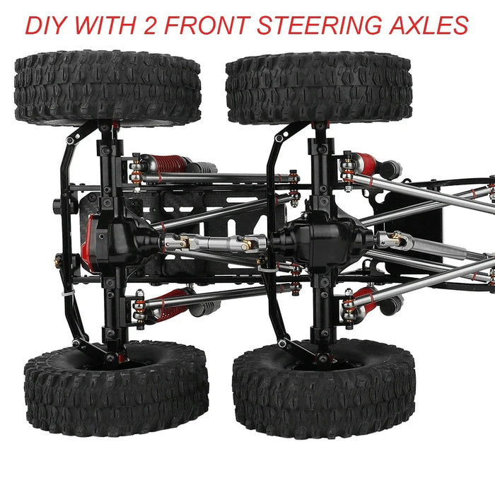 Upgraded 6x6 Chassis Frame w/ Gearbox for Axial SCX10 1/10 (Metaal, Roller)