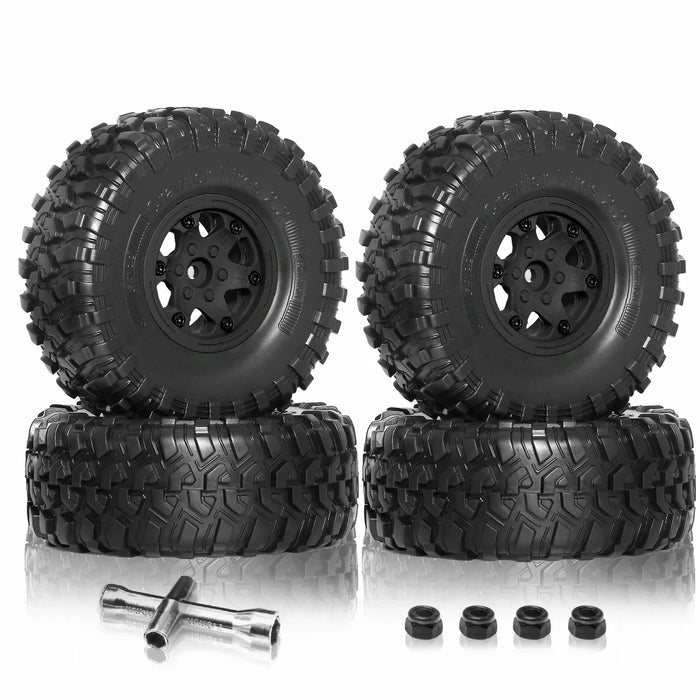 4PCS 2.2" 132x55mm 1/10 Crawler Beadlock Wheels Set (Plastic, Rubber)