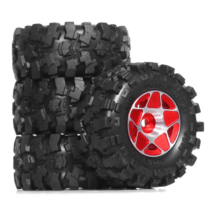 4PCS 1.0" 57x25mm 1/18 1/24 Crawler Wheels Set (Metal, Rubber)