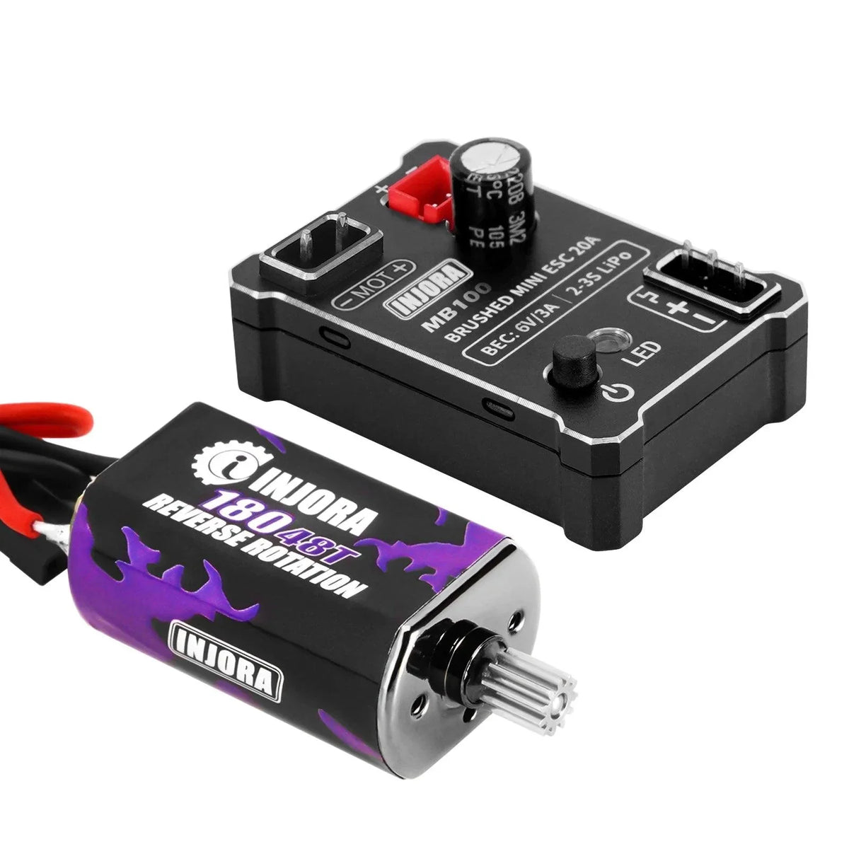 MB100-R80 20A Brushed Mini ESC w/ 180 Motor 48T for TRX4M | Injora ...