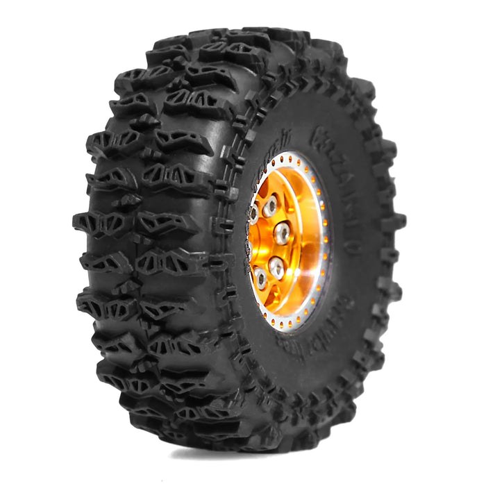 4PCS 1.0" 63x24mm 1/18 Crawler Beadlock Wheels Set (Metal, Rubber)