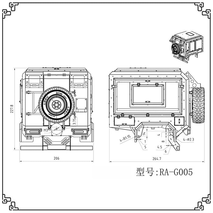 LESU Unimog Métal Arrière Seau Amélioration