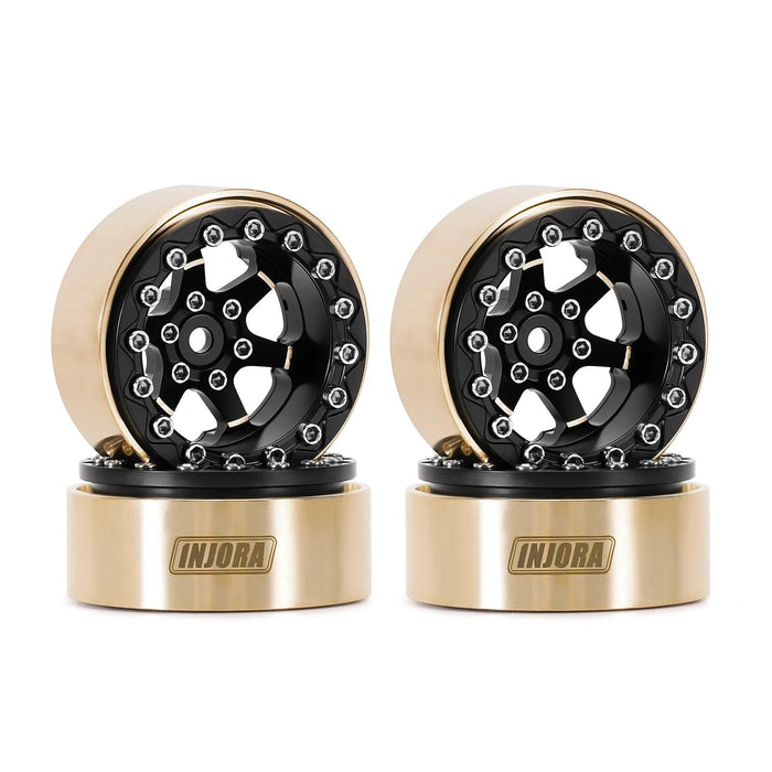INJORA 1.3" 33.5x16.5mm 1/24 1/18 Beadlock Wheel Rims (Brass)
