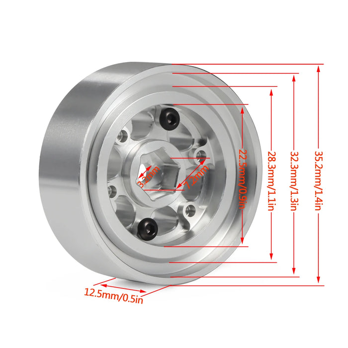 4PCS 1.0" 62x24mm 1/18 Mud Terrain Wheel Set (Rubber, Alu)