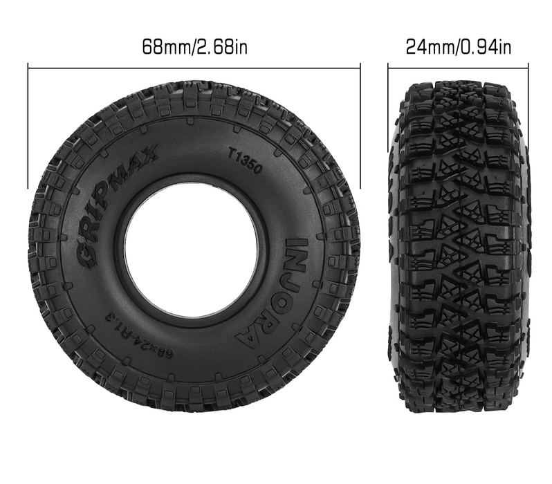 INJORA 1.3" 68x24mm 1/18 1/24 Crawlers Tires (S4) T1350