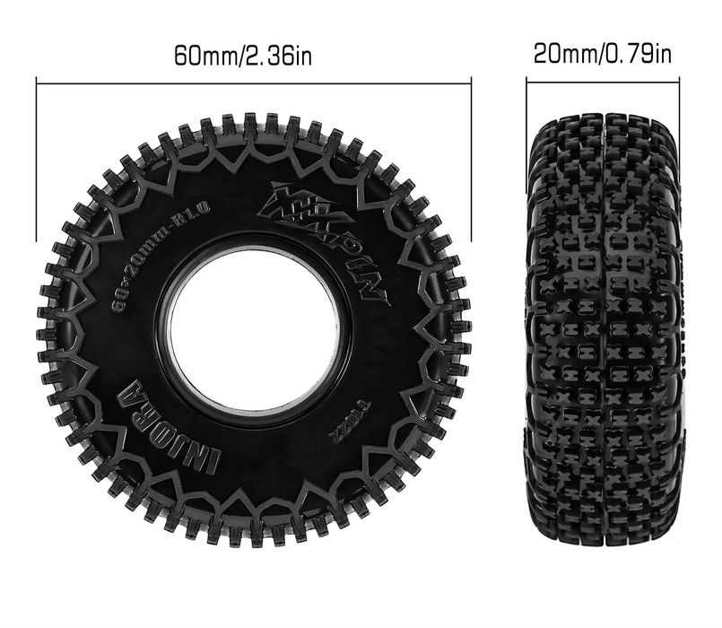 INJORA 1.0" 60x20mm XHX Pin 1/18 1/24 Crawler Tires
