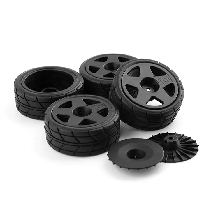 4PCS 65x25mm 1/10 Rally Wheels Set (Plastic, Rubber)
