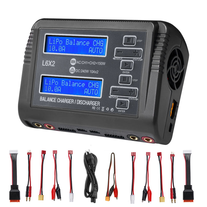 HTRC L6X2 LiPo Battery Charger Dual Channel 10A AC 150W DC 240W Balance Discharger