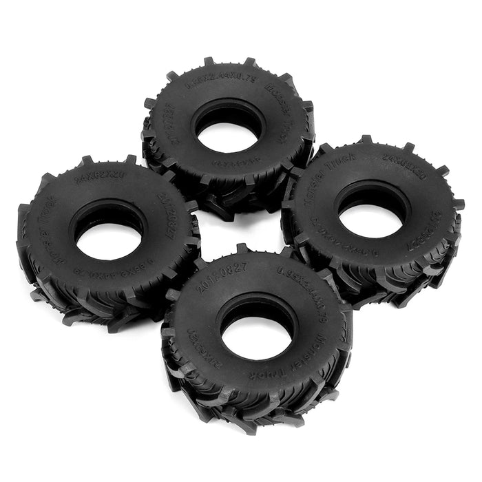 4PCS 1.0" 62x24mm 1/18 Mud Terrain Wheel Set (Rubber, Alu)