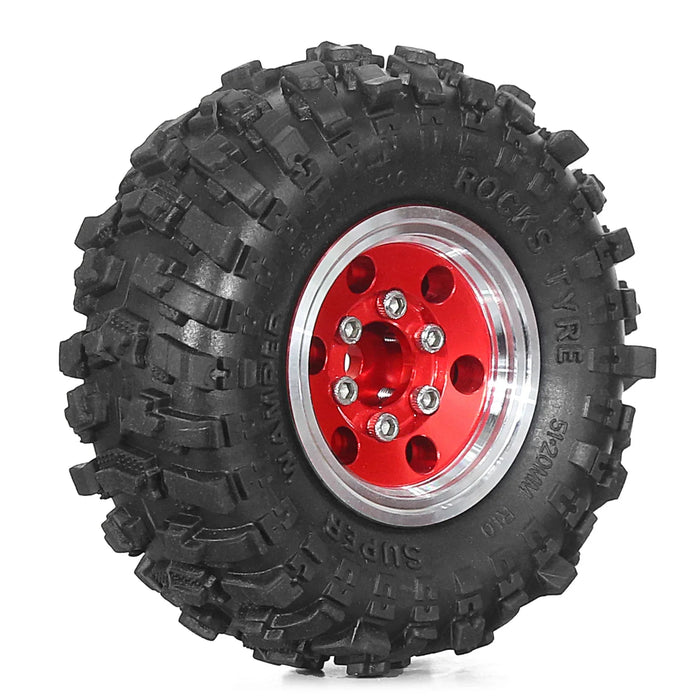 4PCS 1.0" 51x20mm 1/24 1/18 Crawler Beadlock Wheels Set (Metal, Rubber)