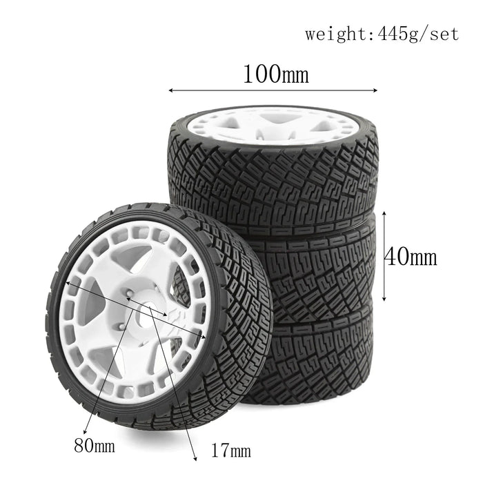 4PCS 100x40mm 1/8 1/7 Touring Drift Wheels Set (Plastic, Rubber)